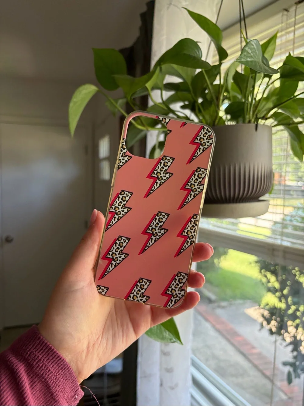 Pink Lightning Leopard Print Phone Case
